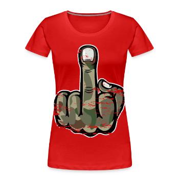 Mittelfinger Stinkefinger Design Armee - Frauen Premium Bio T-Shirt - Rot - Vorne - Mia (176cm)