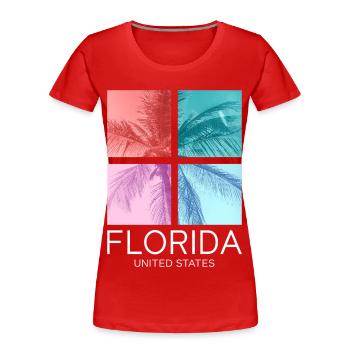 Florida USA Miami America Summer Palm Trees Beach - Women's Premium Organic T-Shirt - red - Front - Mia (176cm)