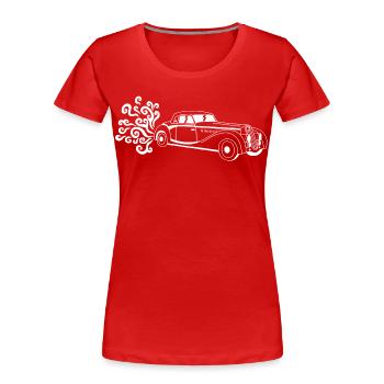 Weißer Oldtimer - Frauen Premium Bio T-Shirt - Rot - Vorne - Mia (176cm)