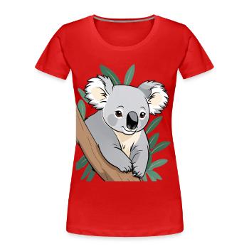 Koala am Ast Cartoon - Frauen Premium Bio T-Shirt - Rot - Vorne - Mia (176cm)