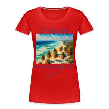 Türkei Bodrum Strand Urlaub Design – Visit Bodrum - Frauen Premium Bio T-Shirt - Rot - Vorne - Mia (176cm)