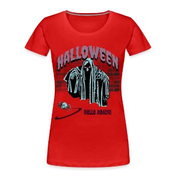 Le réveil fantôme d’Halloween - T-shirt bio Premium Femme - rouge - Devant - Mia (176cm)
