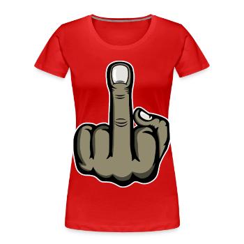 Autocollant graphique du majeur - T-shirt bio Premium Femme - rouge - Devant - Mia (176cm)