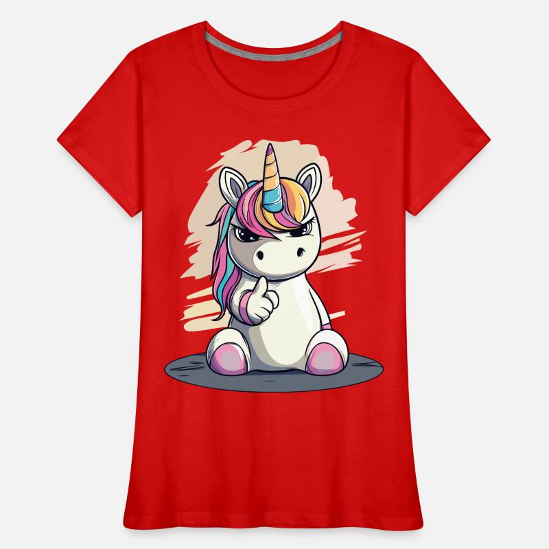 Licorne effrontée avec index – Mignon et cool T-shirt bio Premium Femme