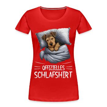 Chemise de nuit officielle Airedale Terrier Dog - T-shirt bio Premium Femme - rouge - Devant - Mia (176cm)