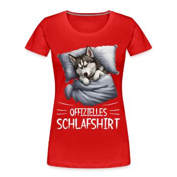 Offizielles Schlafshirt Alaskan Husky Hund - Frauen Premium Bio T-Shirt - Rot - Vorne - Mia (176cm)