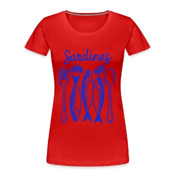 Sardinen Festmahl Blau Illustration - Frauen Premium Bio T-Shirt - Rot - Vorne - Mia (176cm)