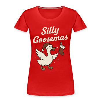 Dumme Gänse Gans Weihnachten Lustiger Weihnachtsmann - Frauen Premium Bio T-Shirt - Rot - Vorne - Mia (176cm)