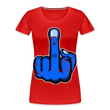 Majeur doigt puant doigt design bleu utilisé - T-shirt bio Premium Femme - rouge - Devant - Mia (176cm)