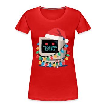 IA Père Noël Sarcastique Tech Humour Noël - T-shirt bio Premium Femme - rouge - Devant - Mia (176cm)