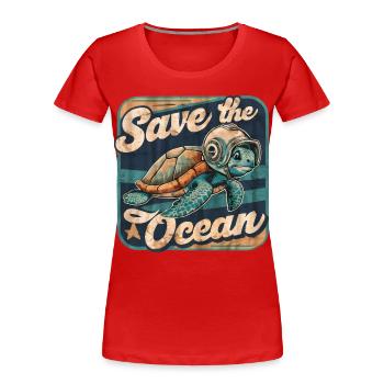 Save the Ocean Protection Environment Surfers - Women's Premium Organic T-Shirt - red - Front - Mia (176cm)