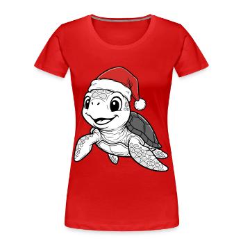 Christmas Turtle - Women's Premium Organic T-Shirt - red - Front - Mia (176cm)