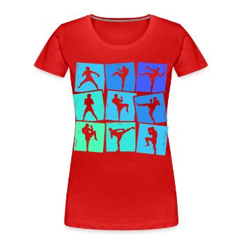 Kickboxen Kickboxer Muay Thai Jungen Kinder - Frauen Premium Bio T-Shirt - Rot - Vorne - Mia (176cm)