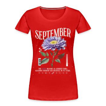 Geburtsblumen Geburtsblume September Aster - Frauen Premium Bio T-Shirt - Rot - Vorne - Mia (176cm)