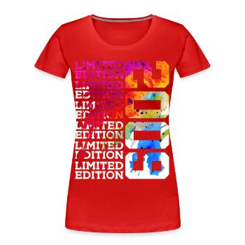 ÉDITION LIMITÉE 2009 17 ANS 17E ANNIVERSAIRE - T-shirt bio Premium Femme - rouge - Devant - Mia (176cm)