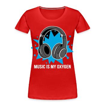 Musik ist mein Sauerstoff – Kopfhörer-Vibes - Frauen Premium Bio T-Shirt - Rot - Vorne - Mia (176cm)
