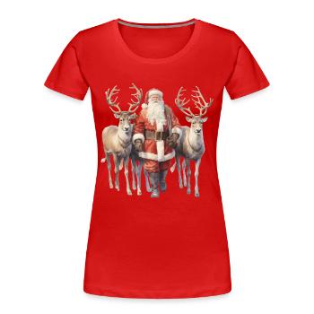 Der Weihnachtsmann und die eleganten Zügel - Frauen Premium Bio T-Shirt - Rot - Vorne - Mia (176cm)