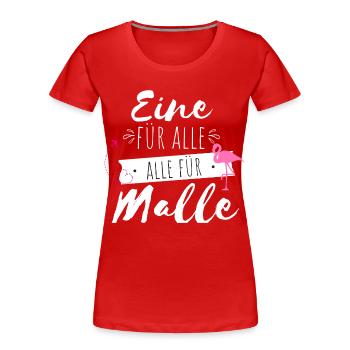One For All Flamingo Print - Women's Premium Organic T-Shirt - red - Front - Mia (176cm)