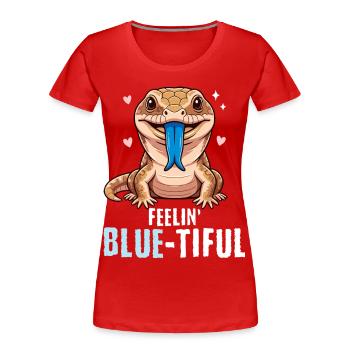Blauzungenskink Reptilienechse - Frauen Premium Bio T-Shirt - Rot - Vorne - Mia (176cm)