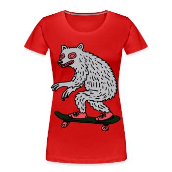 Moonlit Werewolf Skateboarder - Women's Premium Organic T-Shirt - red - Front - Mia (176cm)