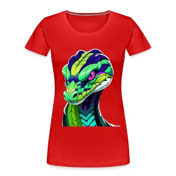Colorful snake head illustration - Women's Premium Organic T-Shirt - red - Front - Mia (176cm)
