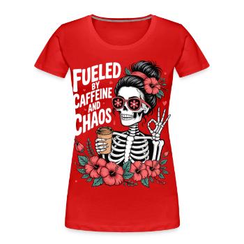 Mother Caffeine Mom Skeleton Coffee - Women's Premium Organic T-Shirt - red - Front - Mia (176cm)