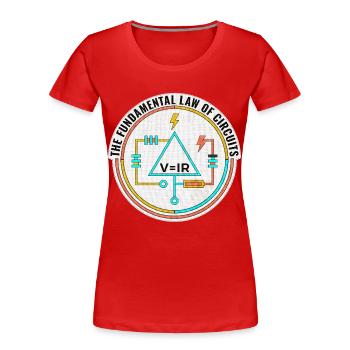 Cadeau pour ingénieur électricien, chemise Funny Circuits - T-shirt bio Premium Femme - rouge - Devant - Mia (176cm)