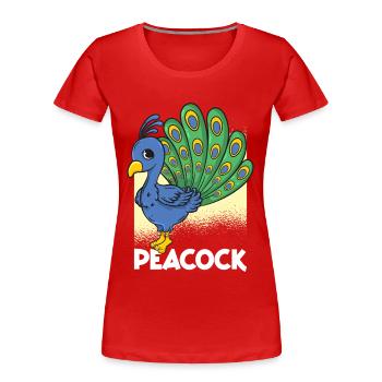 Peacock Cartoon - Women's Premium Organic T-Shirt - red - Front - Mia (176cm)