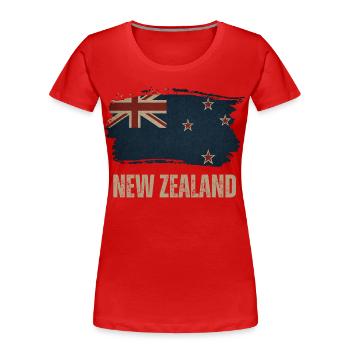 Grunge New Zealand flag - Women's Premium Organic T-Shirt - red - Front - Mia (176cm)