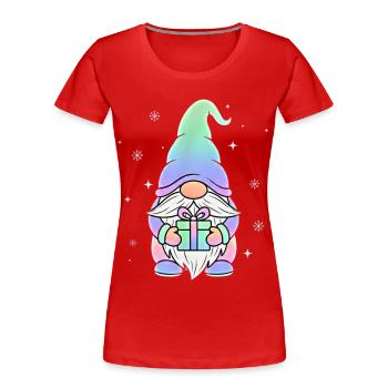 Weihnachts Gnom Pastell Farbverlauf - Frauen Premium Bio T-Shirt - Rot - Vorne - Mia (176cm)
