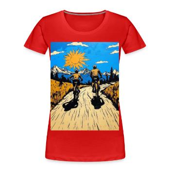 Sonnenweg Zu Zweit - Frauen Premium Bio T-Shirt - Rot - Vorne - Mia (176cm)