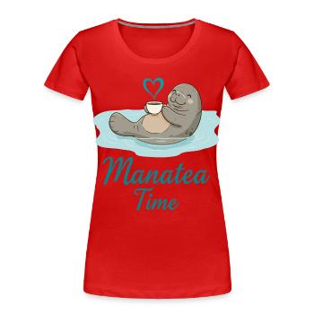 Seekuh Meerestier Ozean liebt Tee - Frauen Premium Bio T-Shirt - Rot - Vorne - Mia (176cm)