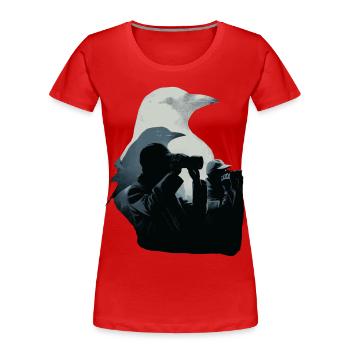 Ornithologues amateurs Nature Observation des oiseaux Faune - T-shirt bio Premium Femme - rouge - Devant - Mia (176cm)