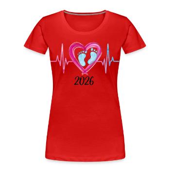 Bébé 2026 ECG Heartbeat Bébé Pieds Mignon Cadeau - T-shirt bio Premium Femme - rouge - Devant - Mia (176cm)