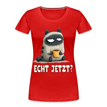 Grummelkatze mit Kaffee - T-shirt bio Premium Femme - rouge - Devant - Mia (176cm)