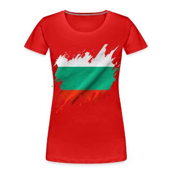 Drapeau bulgare, style déchiré - T-shirt bio Premium Femme - rouge - Devant - Mia (176cm)