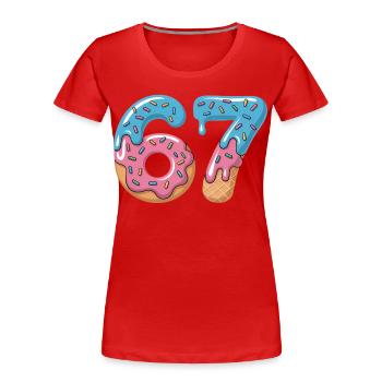 Donut numbers 6 and 7 - Women's Premium Organic T-Shirt - red - Front - Mia (176cm)