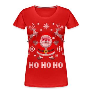 Pixel-Santa Rentier Schnee - Frauen Premium Bio T-Shirt - Rot - Vorne - Mia (176cm)
