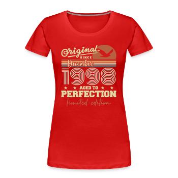 The legends were born in December 1998 - Women's Premium Organic T-Shirt - red - Front - Mia (176cm)