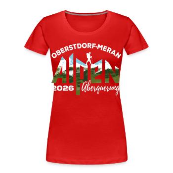 Crossing the Alps 2026, Oberstdorf Merano, hiking - Women's Premium Organic T-Shirt - red - Front - Mia (176cm)
