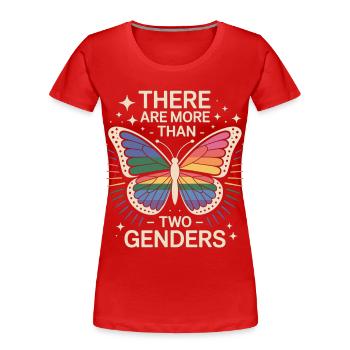 Rainbow Butterfly LGBTQ Shirt for Diversity - Women's Premium Organic T-Shirt - red - Front - Mia (176cm)