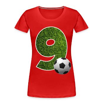 NR. 9 NUMMER 9 FUßBALL 9. GEBURTSTAG - Frauen Premium Bio T-Shirt - Rot - Vorne - Mia (176cm)