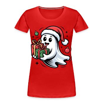 Fantôme de Noël avec des cadeaux Dessin animé - T-shirt bio Premium Femme - rouge - Devant - Mia (176cm)