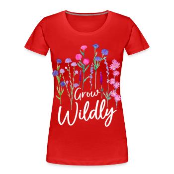 Wachse Wildblumen-Design - Frauen Premium Bio T-Shirt - Rot - Vorne - Mia (176cm)