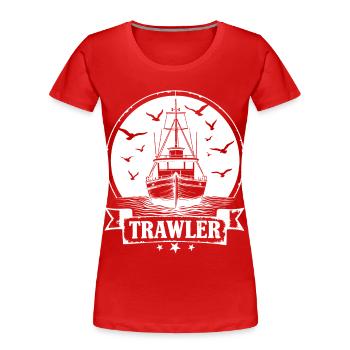 Trawler Fischkutter Ahoi Maritim - Frauen Premium Bio T-Shirt - Rot - Vorne - Mia (176cm)