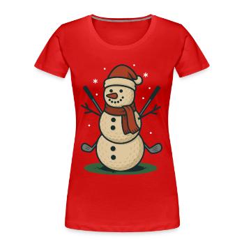 Funny Golf Snowman For Christmas Golfers - Women's Premium Organic T-Shirt - red - Front - Mia (176cm)