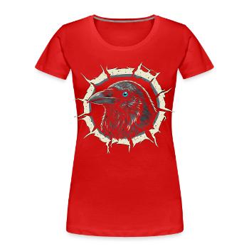 Corbeau gothique sortant de la fissure - Corbeau - T-shirt bio Premium Femme - rouge - Devant - Mia (176cm)