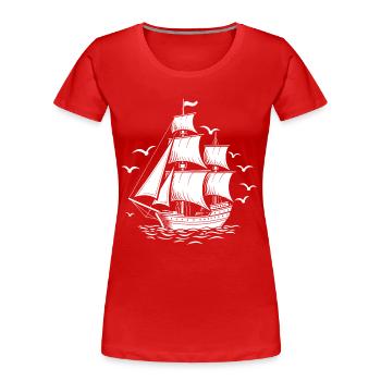 Sailing Segelschiff Maritim Ahoi - Frauen Premium Bio T-Shirt - Rot - Vorne - Mia (176cm)