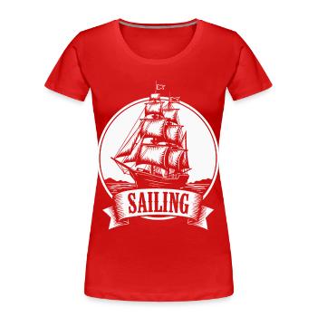 Sailing Segelschiff Maritim Ahoi - Frauen Premium Bio T-Shirt - Rot - Vorne - Mia (176cm)