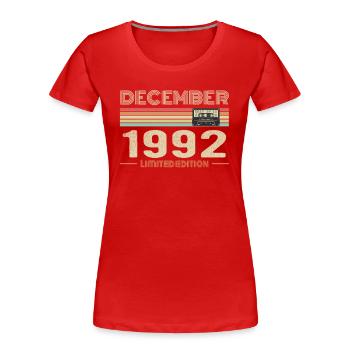 December 1992 Birthday December 1992 December - Women's Premium Organic T-Shirt - red - Front - Mia (176cm)